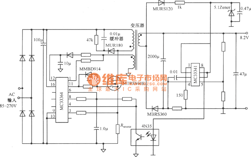 MC33364ɵ8.2V3AֱѹԴ·ͼ 